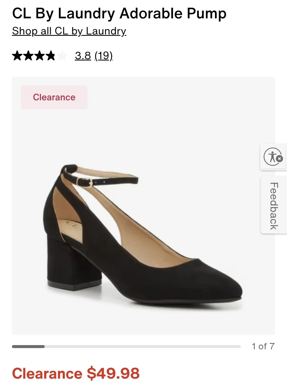 CL by Laundry Black Ankle-Strap Block Heel Pump